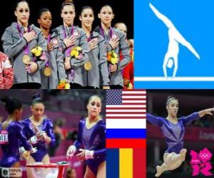 yapboz Podyum Artistik Jimnastik olay kadınsı ekip, Amerika Birleşik Devletleri, Rusya ve Romanya - Londra 2012-